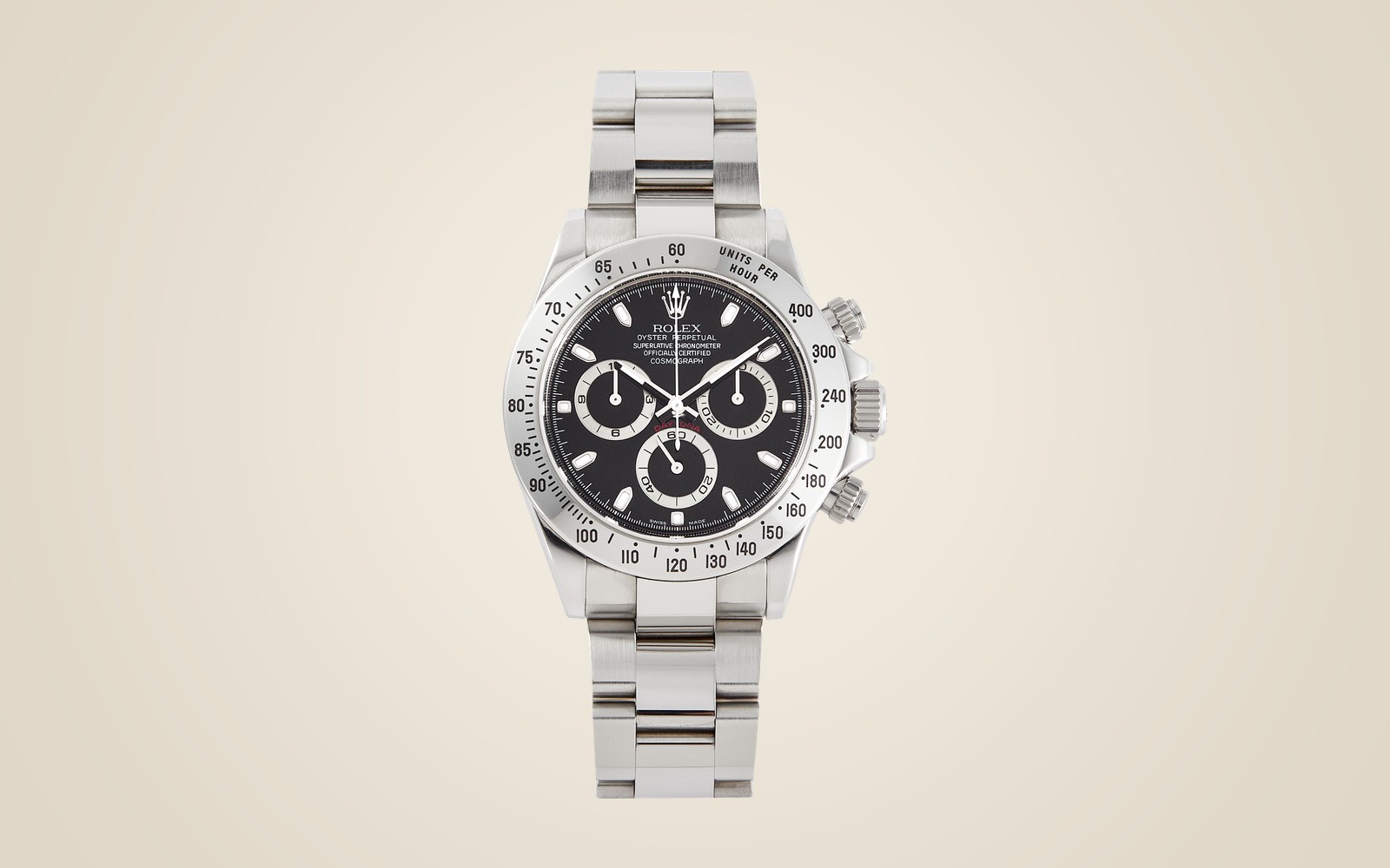 Rolex Daytona 116520 on champagne background