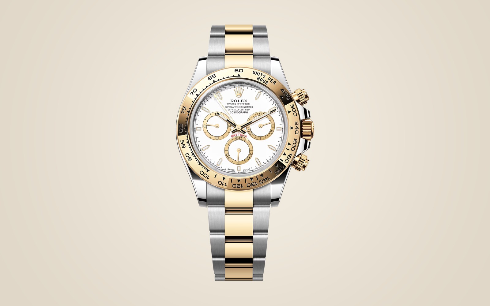 Rolex Daytona 126503 on champagne background