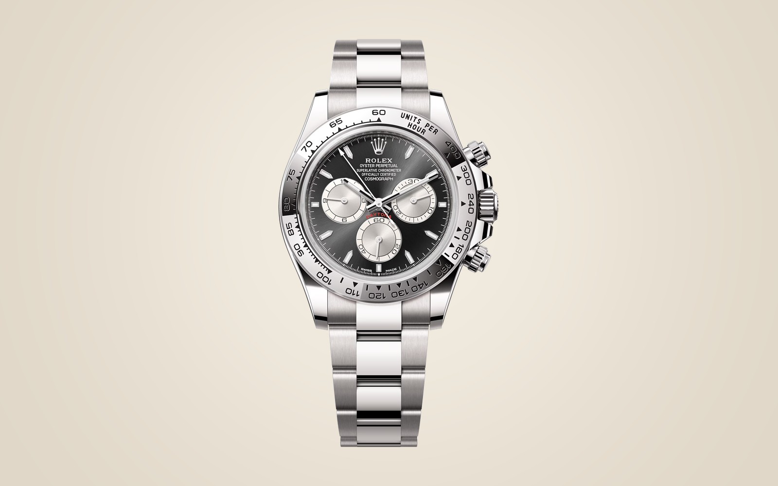 Rolex Daytona 126509 on champagne background