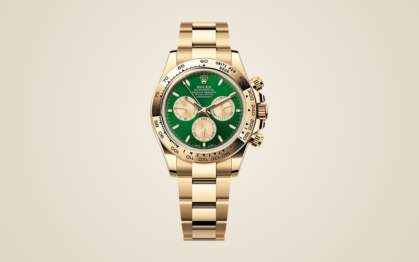 Rolex Daytona 126508-0008 Green on champagne background