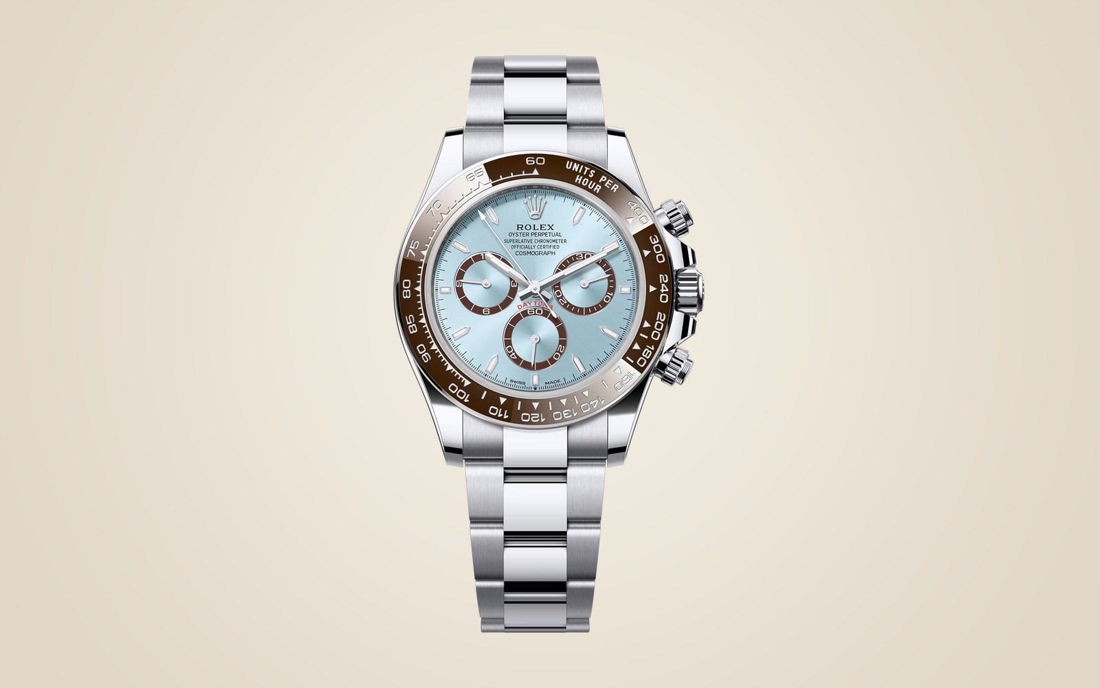 Rolex Daytona 126506 Platinum on champagne background