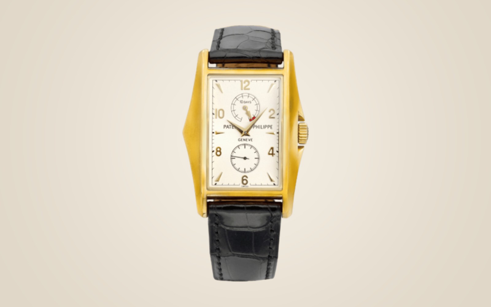 Patek Philippe Gondolo 5100J on champagne background