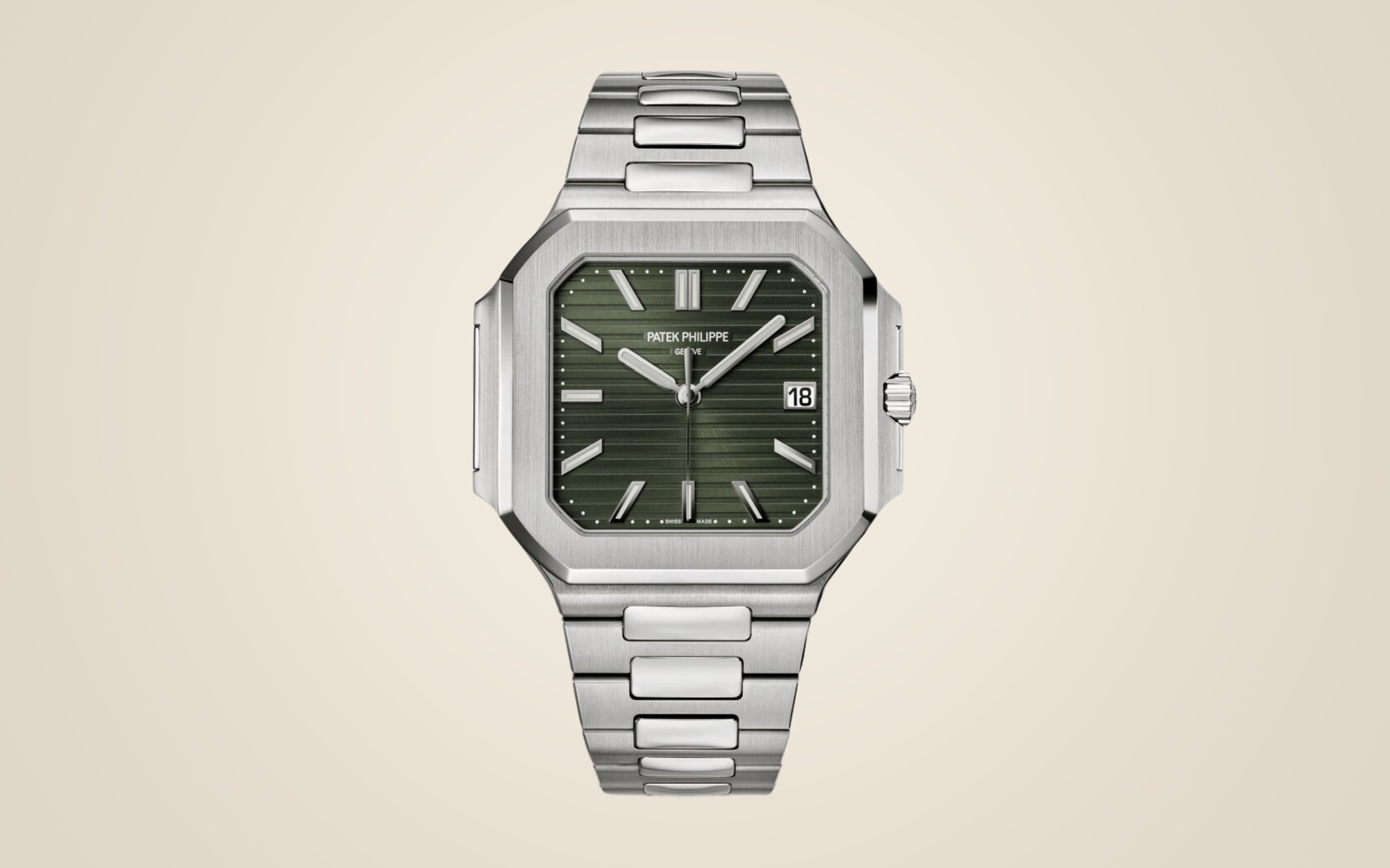 Patek Philippe Cubitus 5821 on champagne background