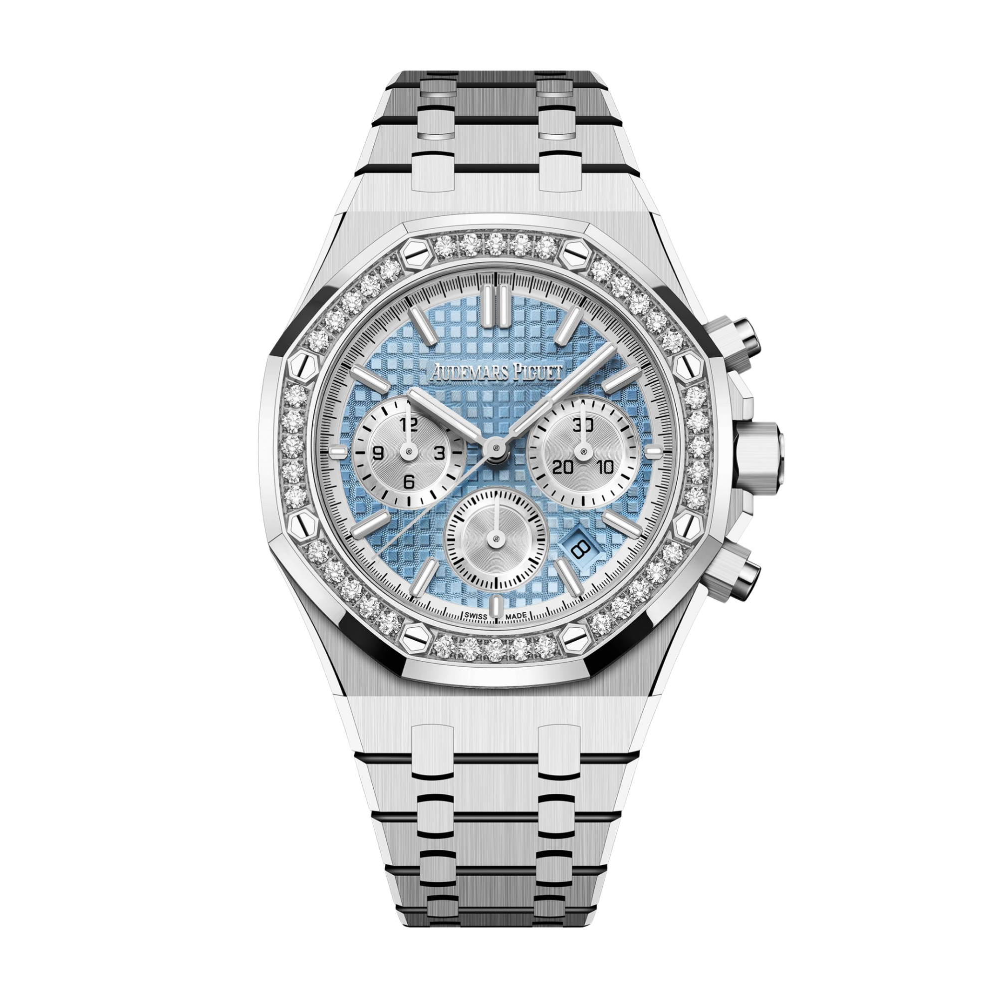 Audemars Piguet Royal Oak Chronograph Steel Diamond Ice Blue Dial