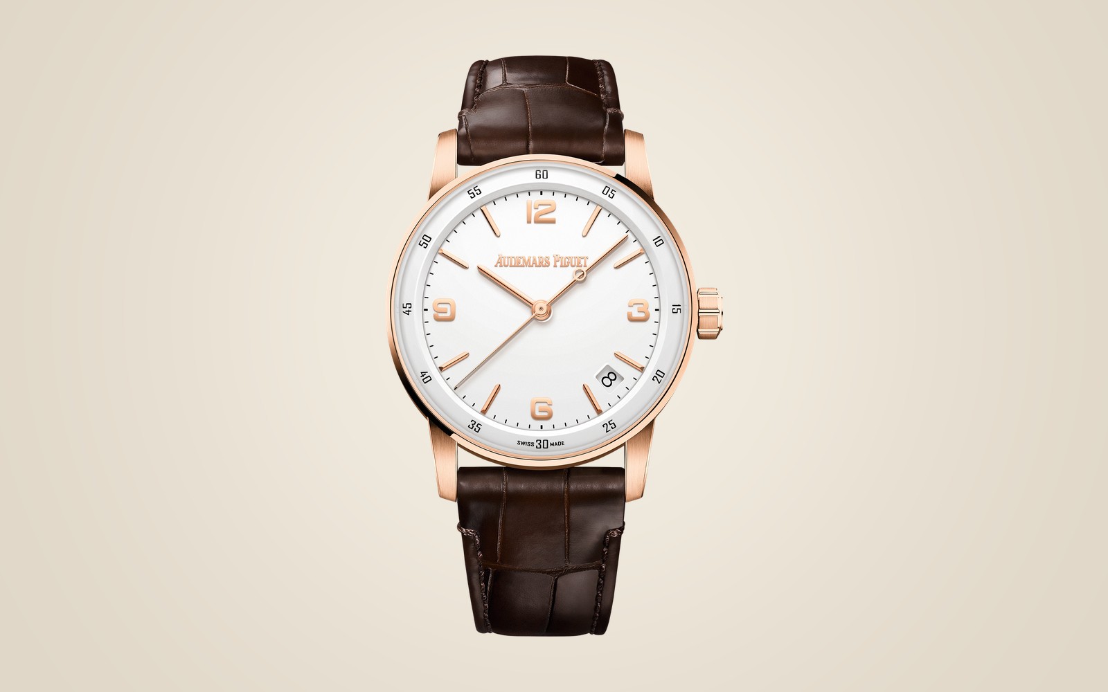 Audemars Piguet Code 11.59 Selfwinding in rose gold with white lacquered dial (ref 15210OR.OO.A099CR.01)