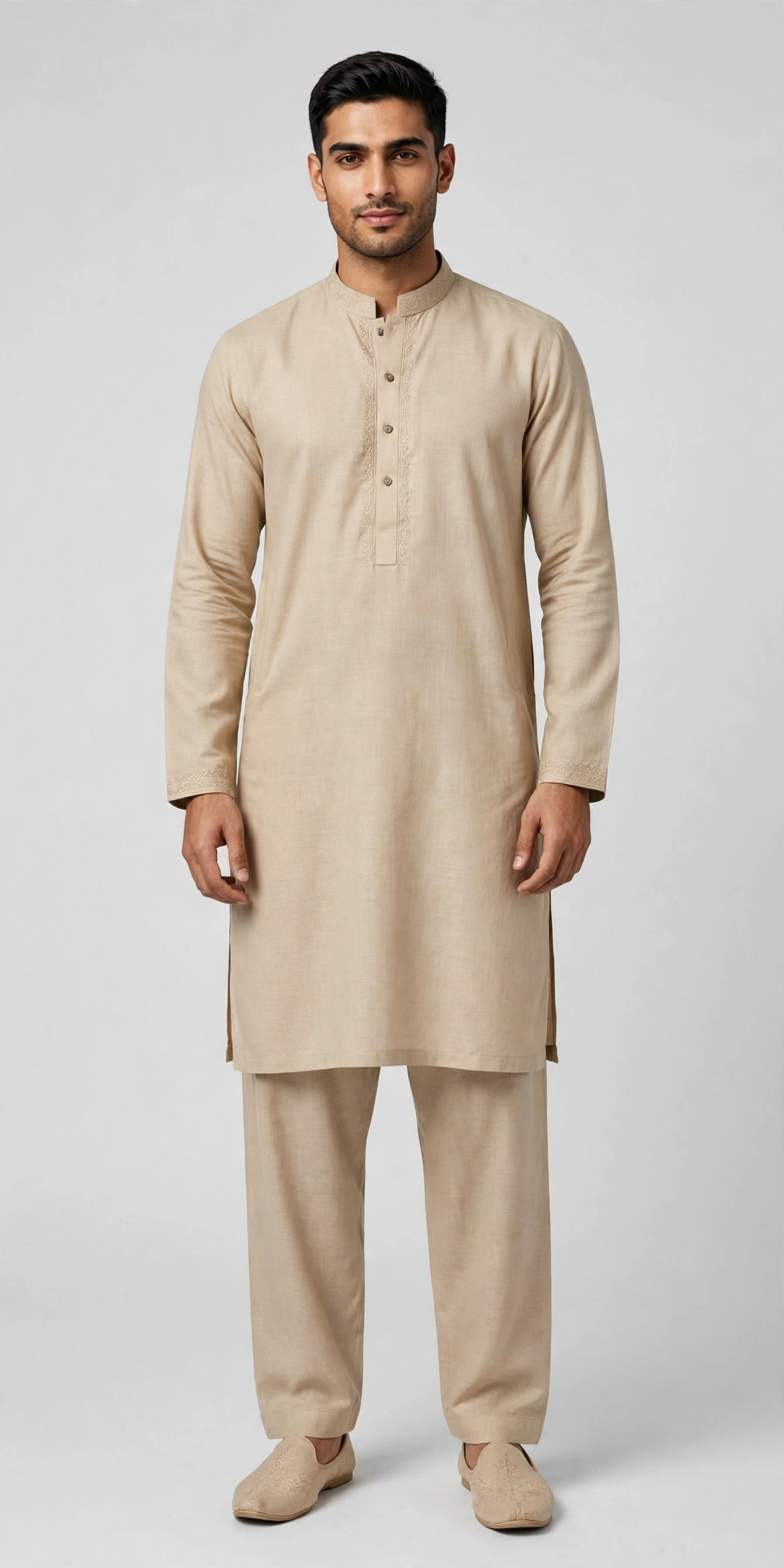 Beige Kurta Pajama Set