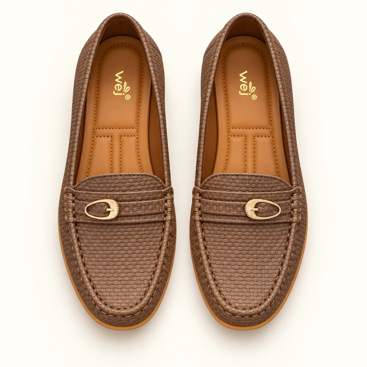 Wej 4636 Woven Buckle Loafer — Brown — Wej women's shoes