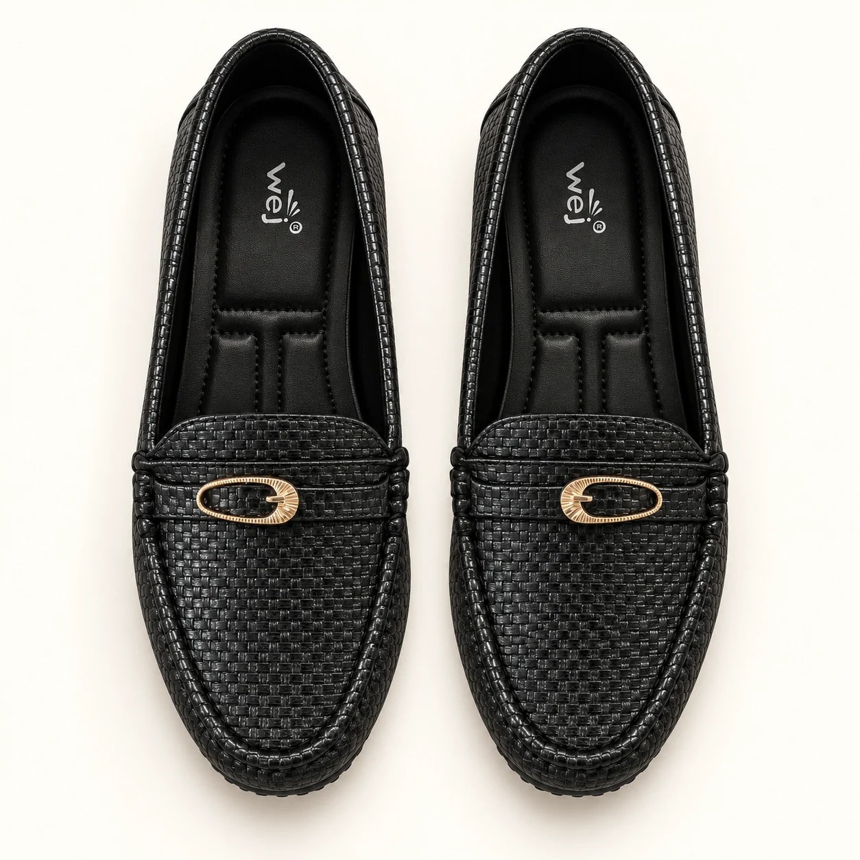 Wej 4636 Woven Buckle Loafer — Black — Wej women's shoes