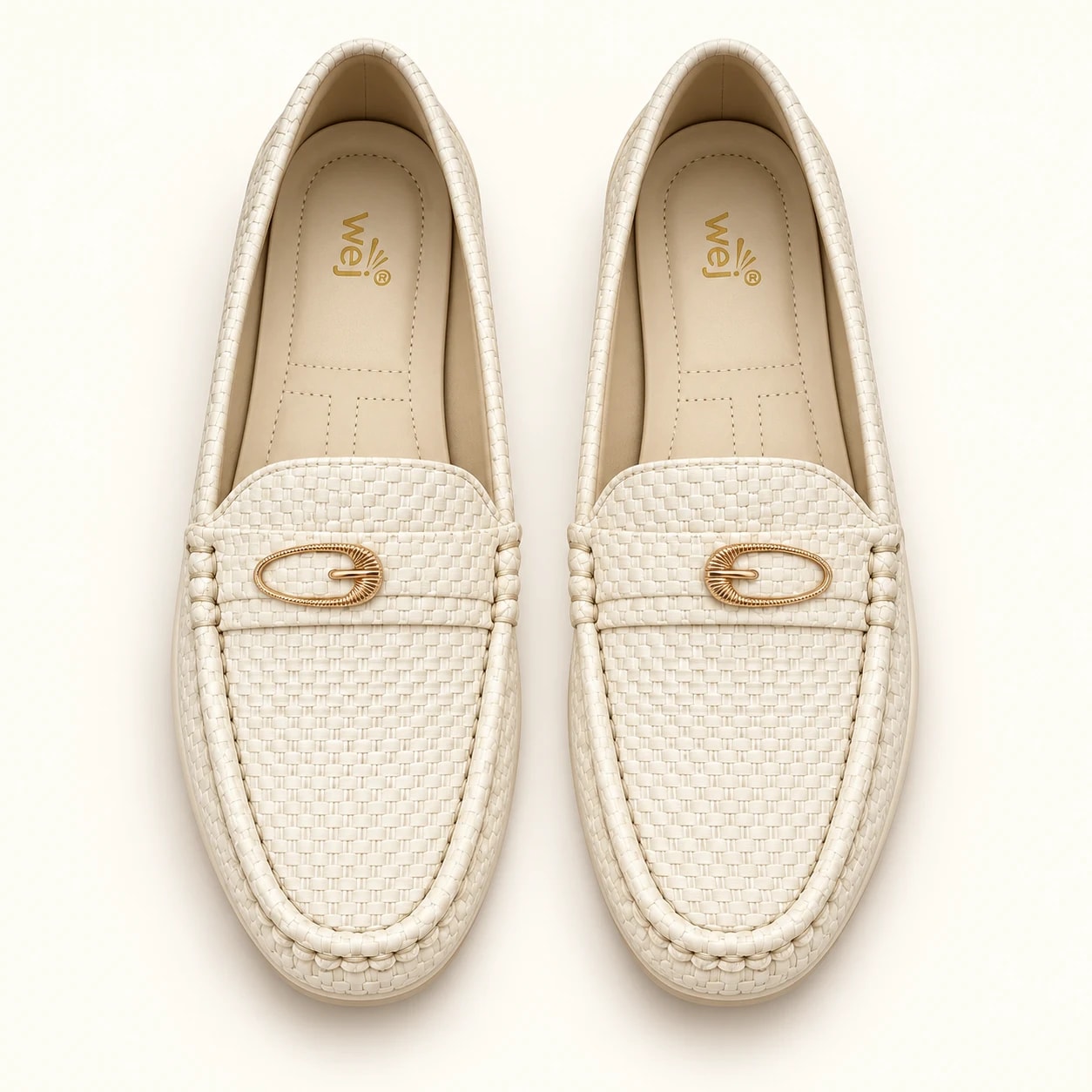 Wej 4636 Woven Buckle Loafer — Cream — Wej women's shoes