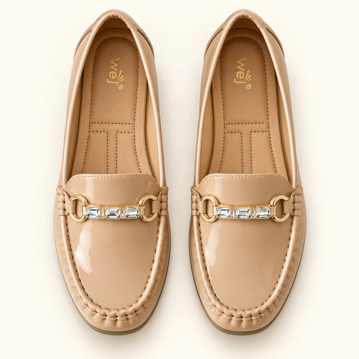 Wej 4635 Crystal Chain Loafer — Beige — Wej women's shoes