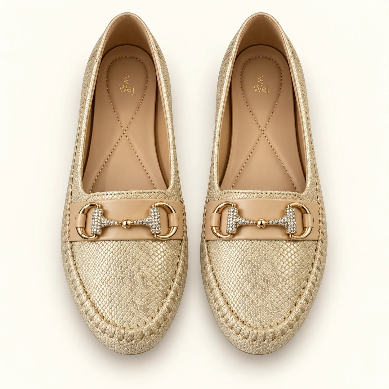 Wej 4378 Crystal Bit Loafer — Gold — Wej women's shoes