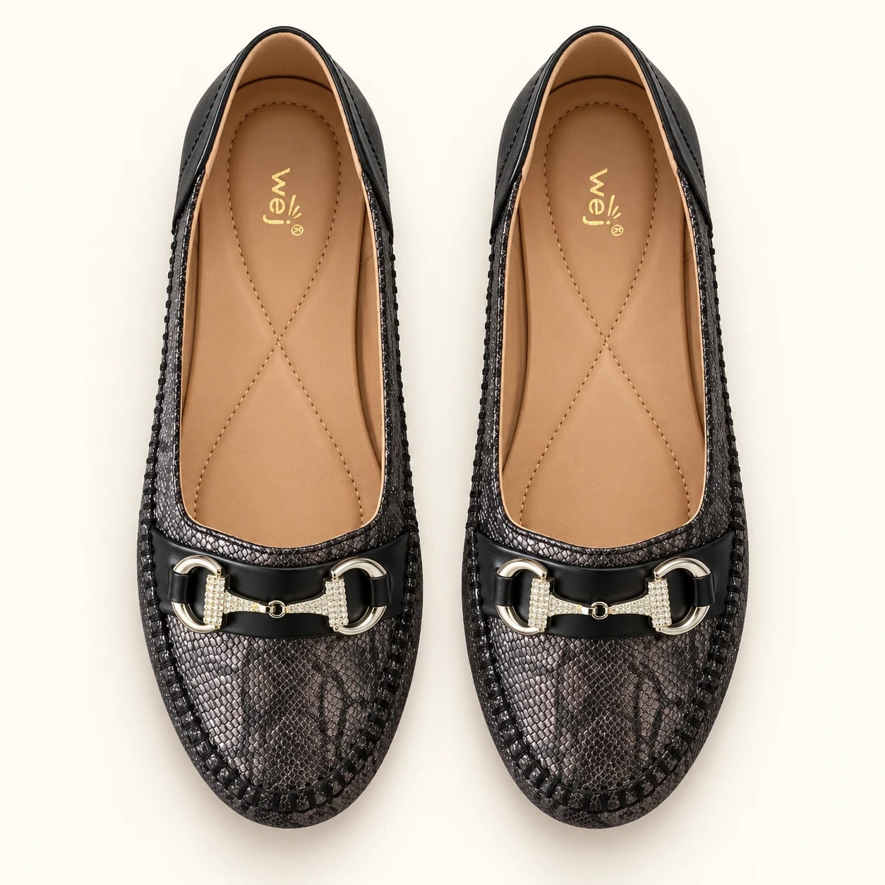 Wej 4378 Crystal Bit Loafer — Black — Wej women's shoes