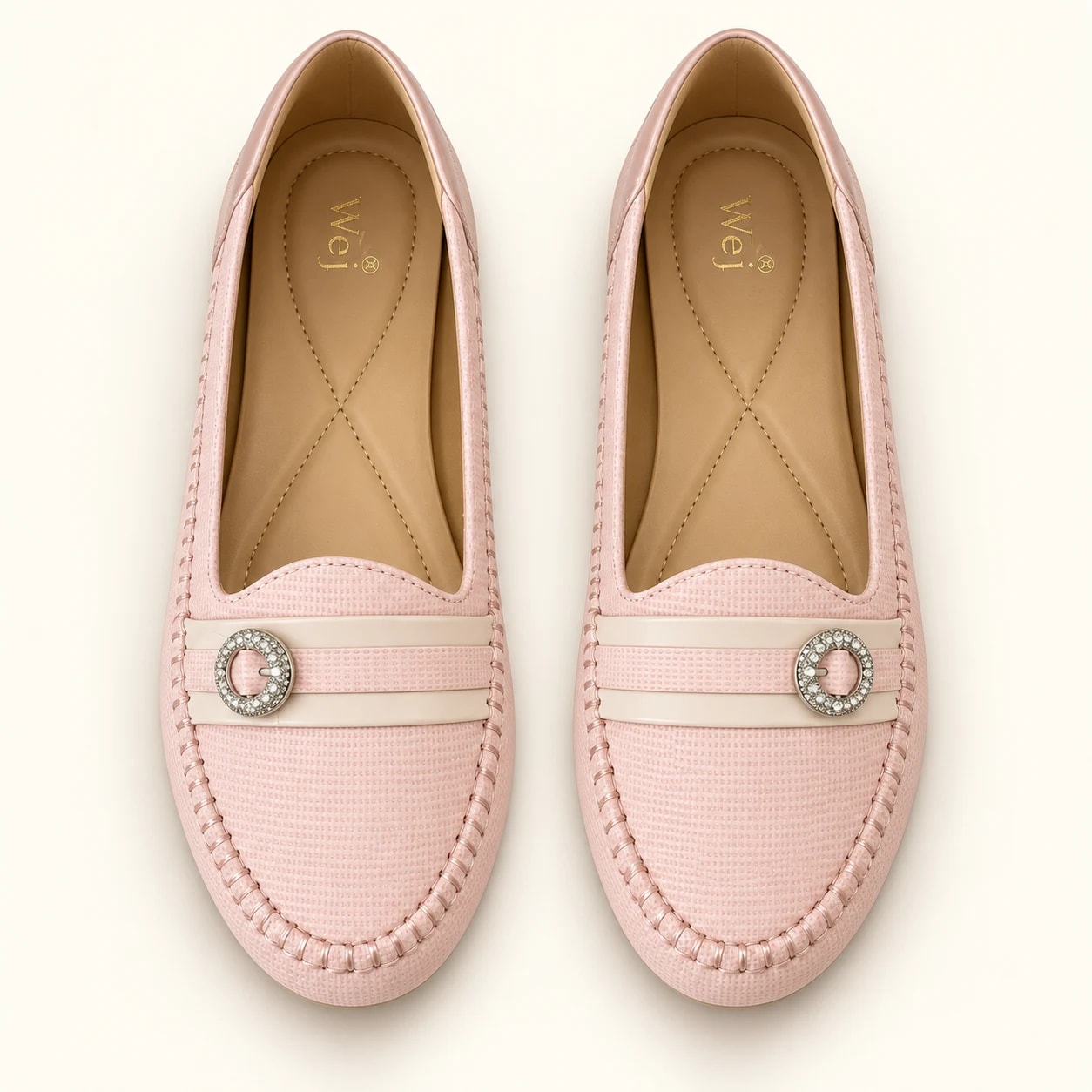 Wej 4474 Round Buckle Loafer — Blush Pink — Wej women's shoes