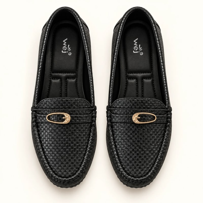 Wej 4636 Woven Buckle Loafer — Black