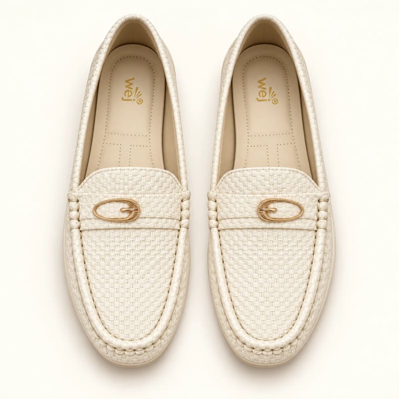 Wej 4636 Woven Buckle Loafer — Cream