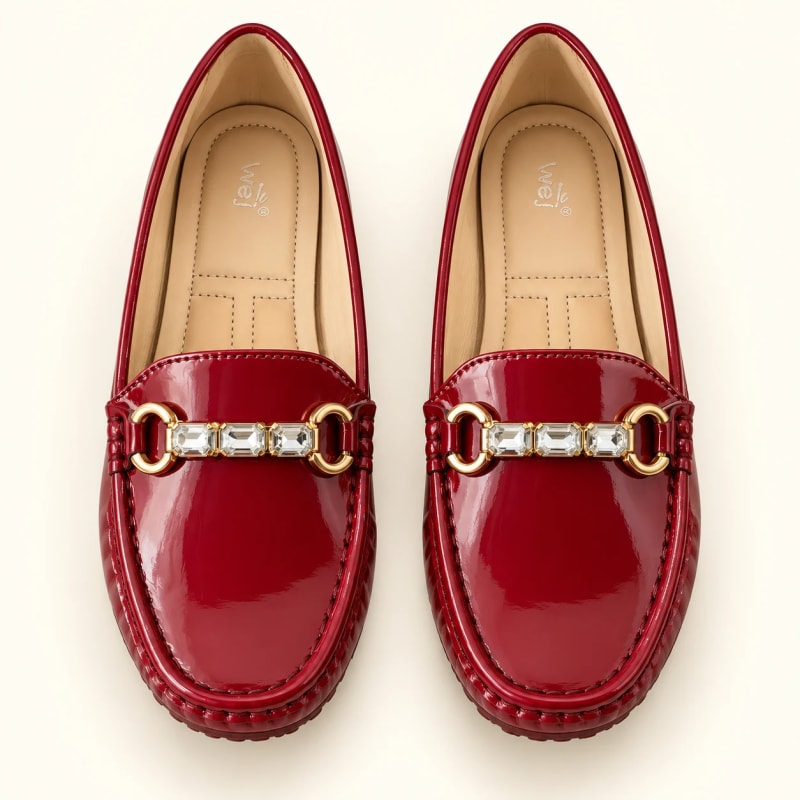 Wej 4635 Crystal Chain Loafer — Burgundy alternate view
