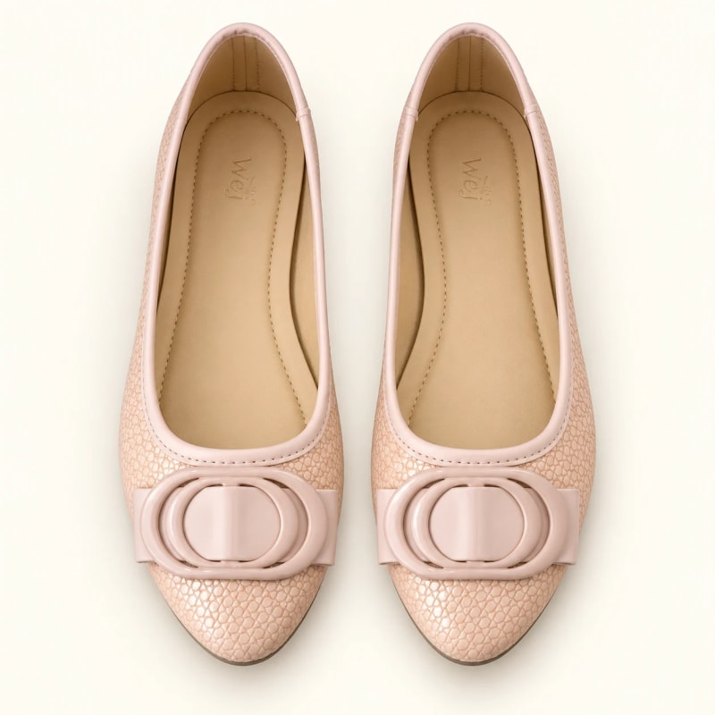 Wej 6443 Oval Buckle Flat — Blush Pink