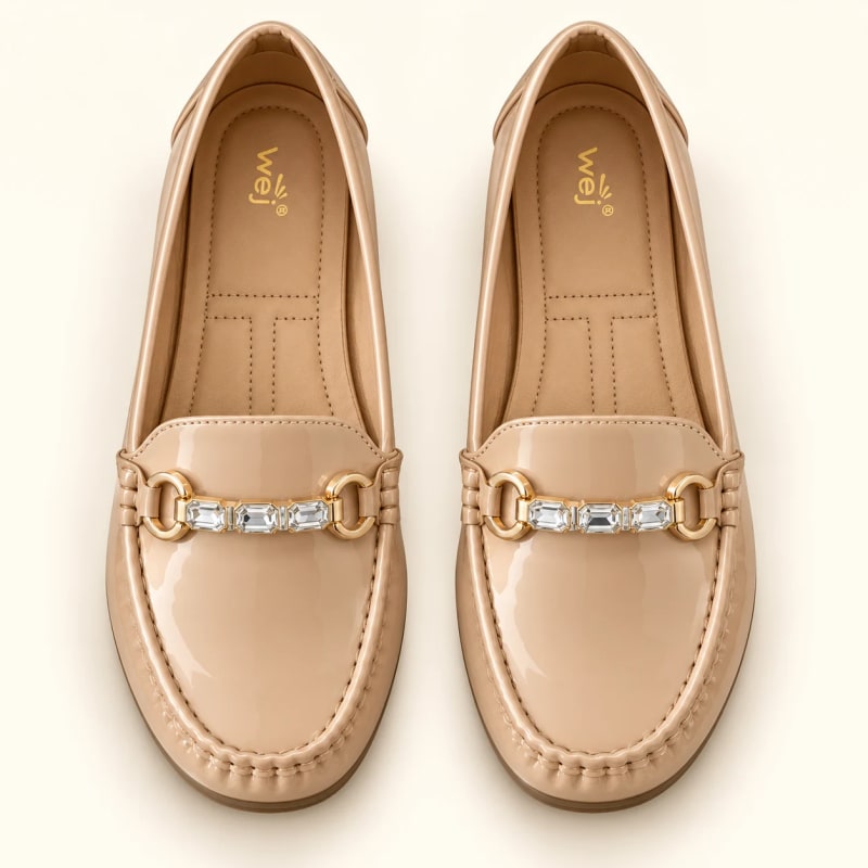 Wej 4635 Crystal Chain Loafer — Beige view 2