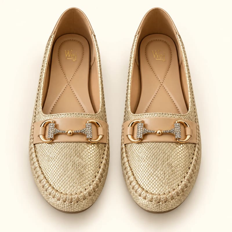 Wej 4378 Crystal Bit Loafer — Gold view 2