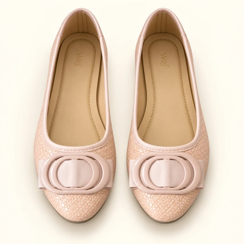 Wej 6443 Oval Buckle Flat — Blush Pink view 2