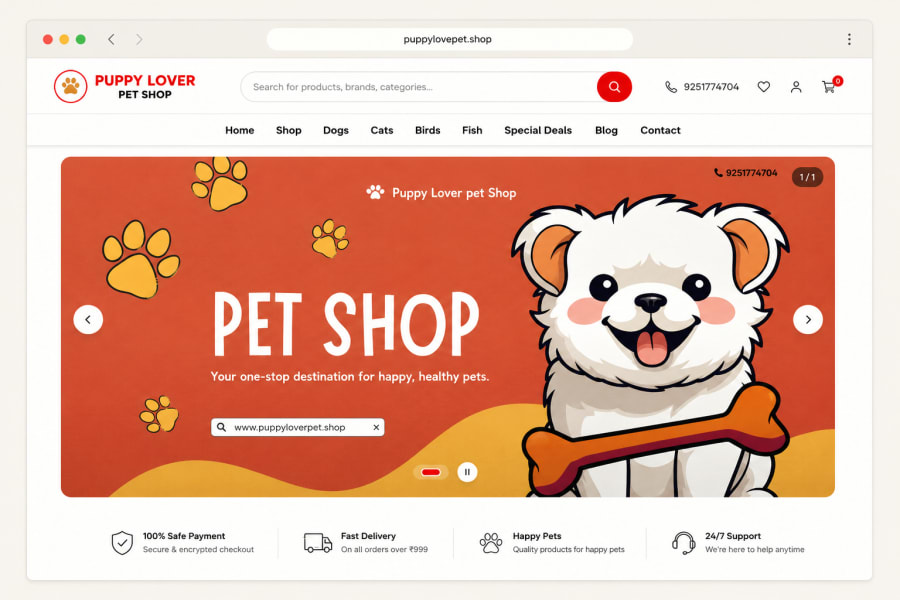 Puppy Lover Pet Shop — Pet Retail website