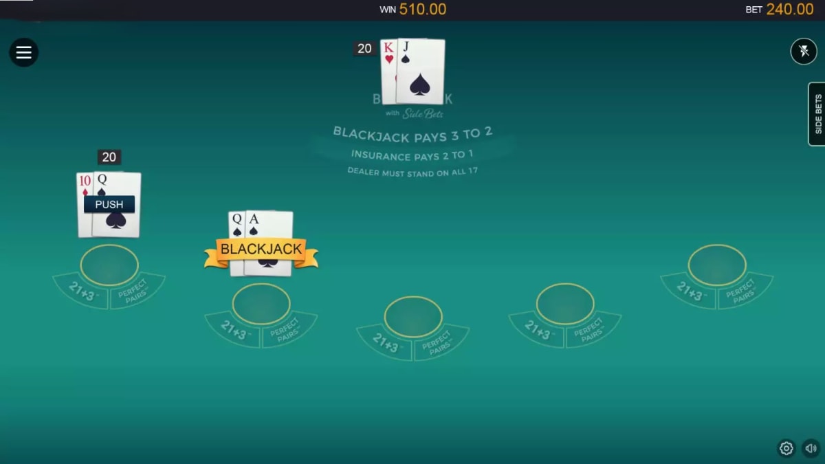 Premier Blackjack With Sidebets screenshot 1