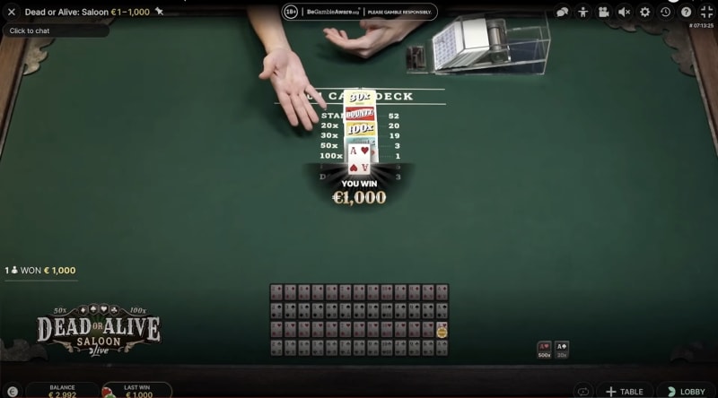 Big Wins at Evolution Live Dead or Alive Saloon Live Casinos