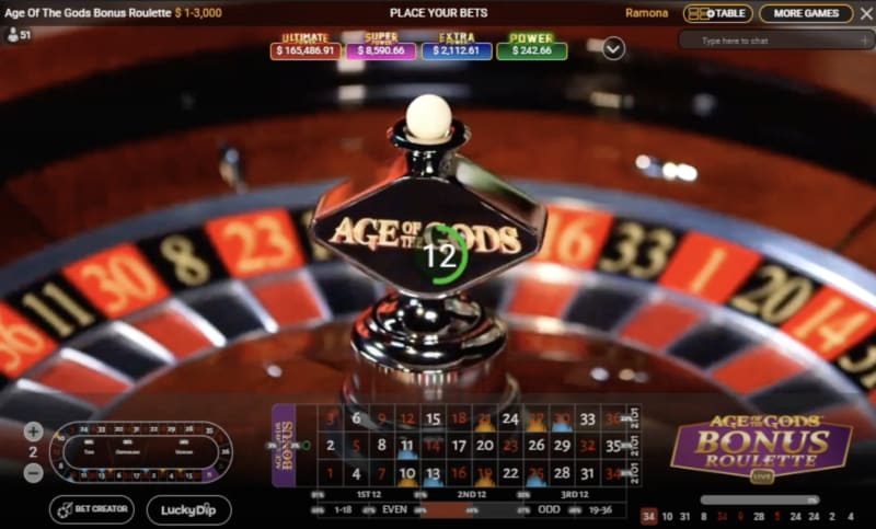 Age of The Gods Roulette Rules and Gameplay