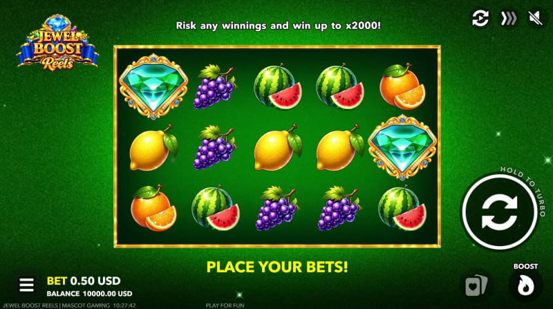 Jewel Boost Reels is a 5-reel, 3-row video slot from Mascot Gaming