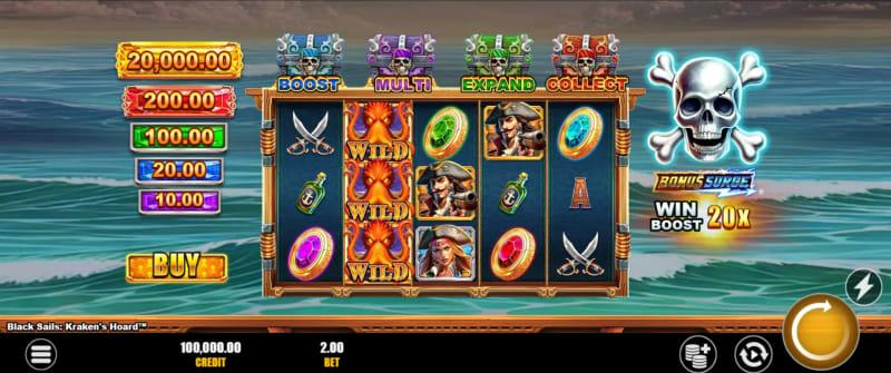 Black Sails: Kraken’s Hoard by Infinity Dragon Studios is 5x3 base game with 40 paylines