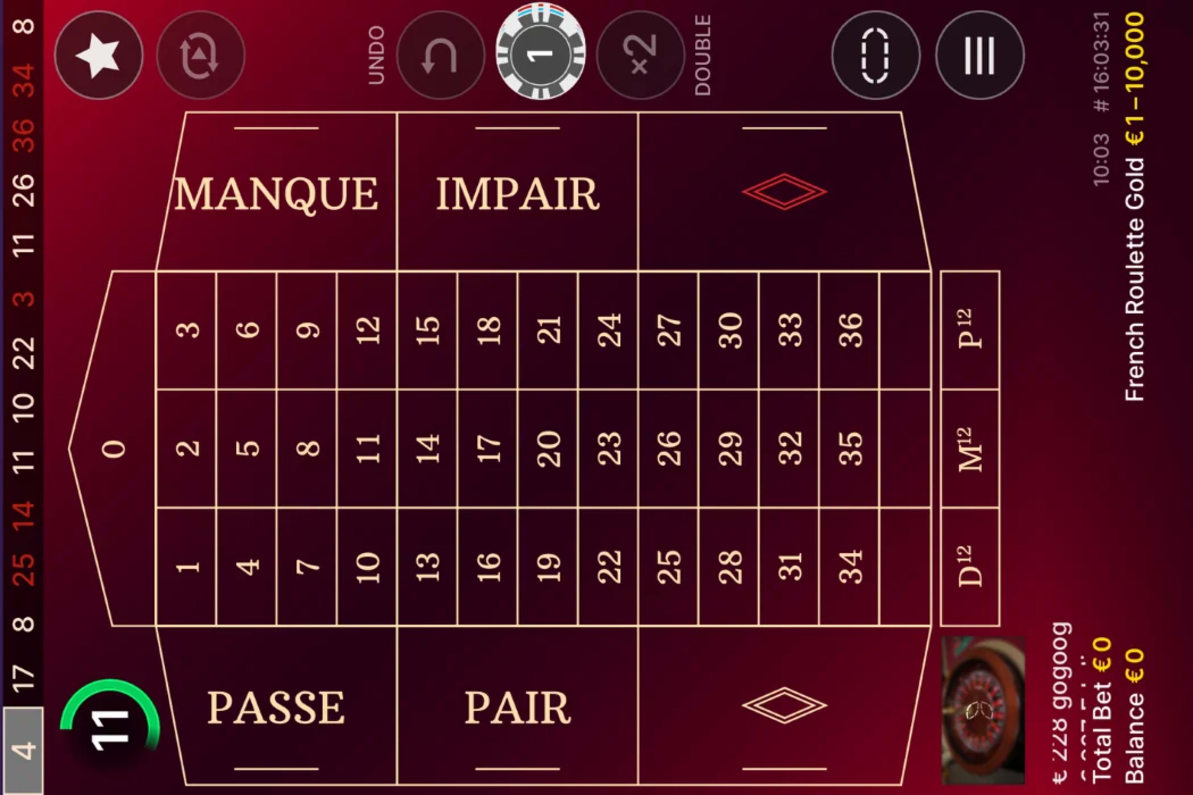 Live French Roulette Gold by Evolution