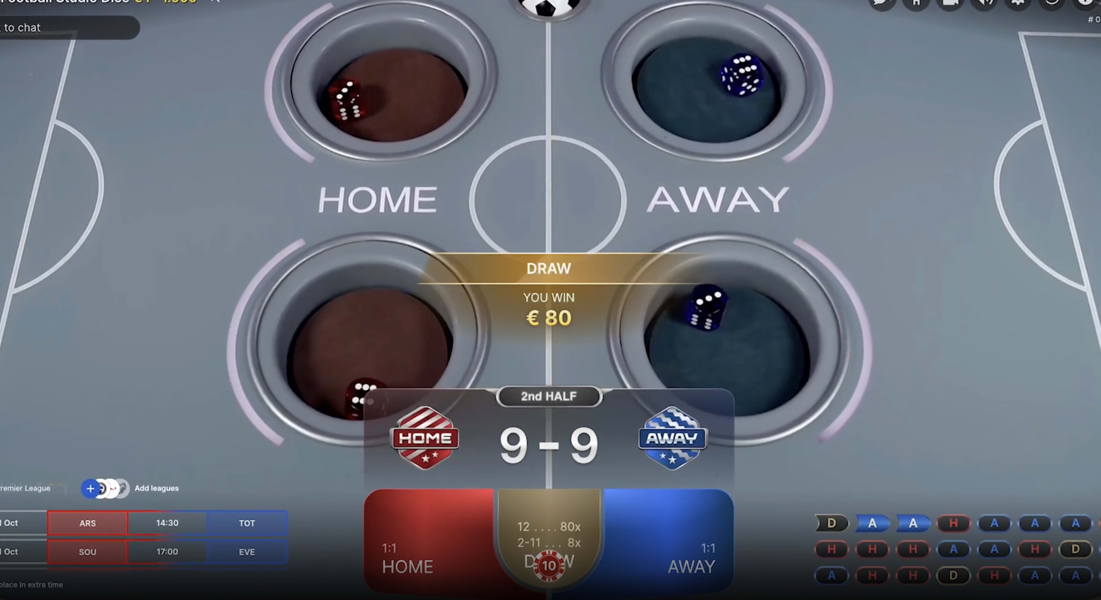 Big Wins at Evolution Live Football Studio Dice Live Casinos