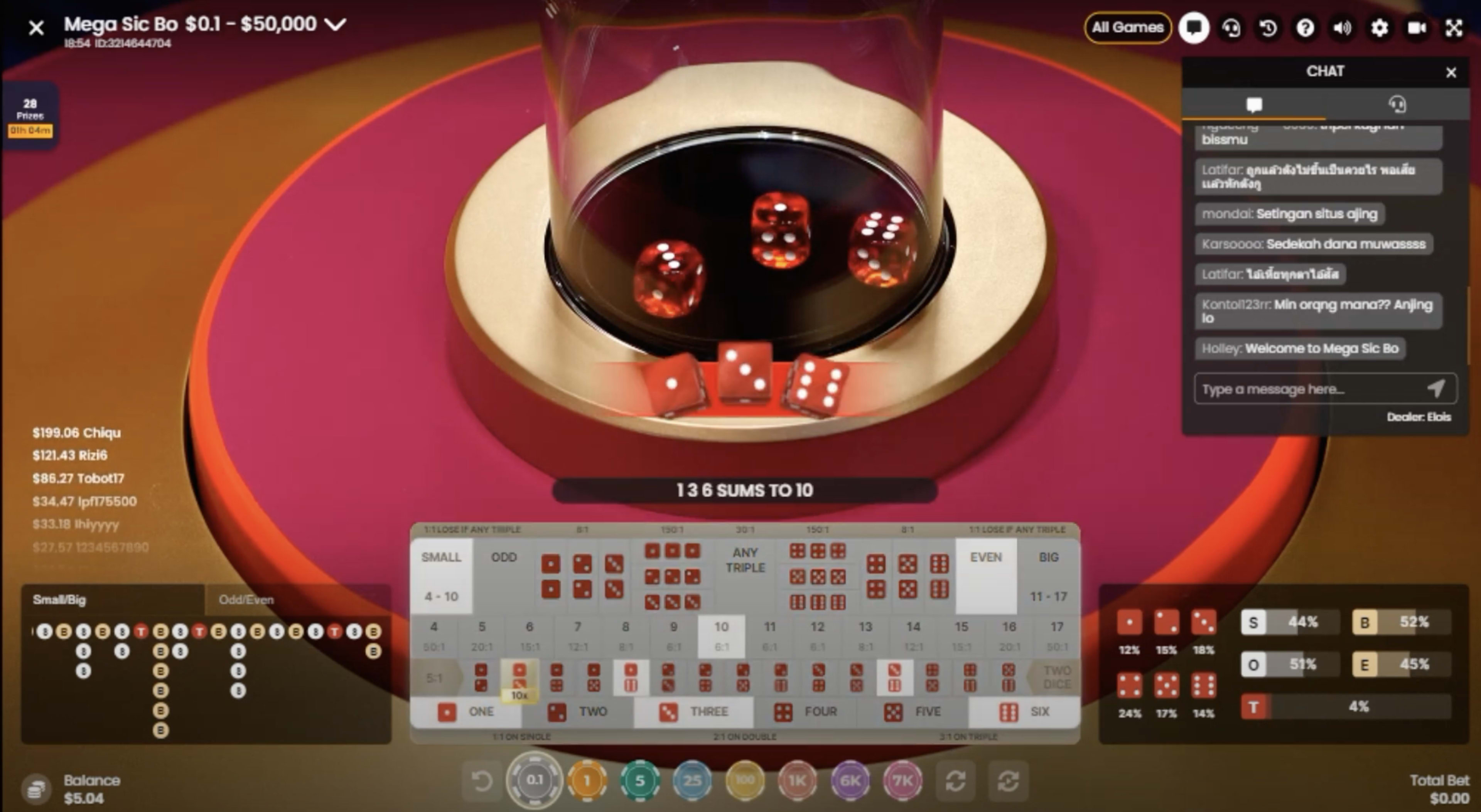 Big Wins at Pragmatic Play Mega Sic Bo Live Casinos