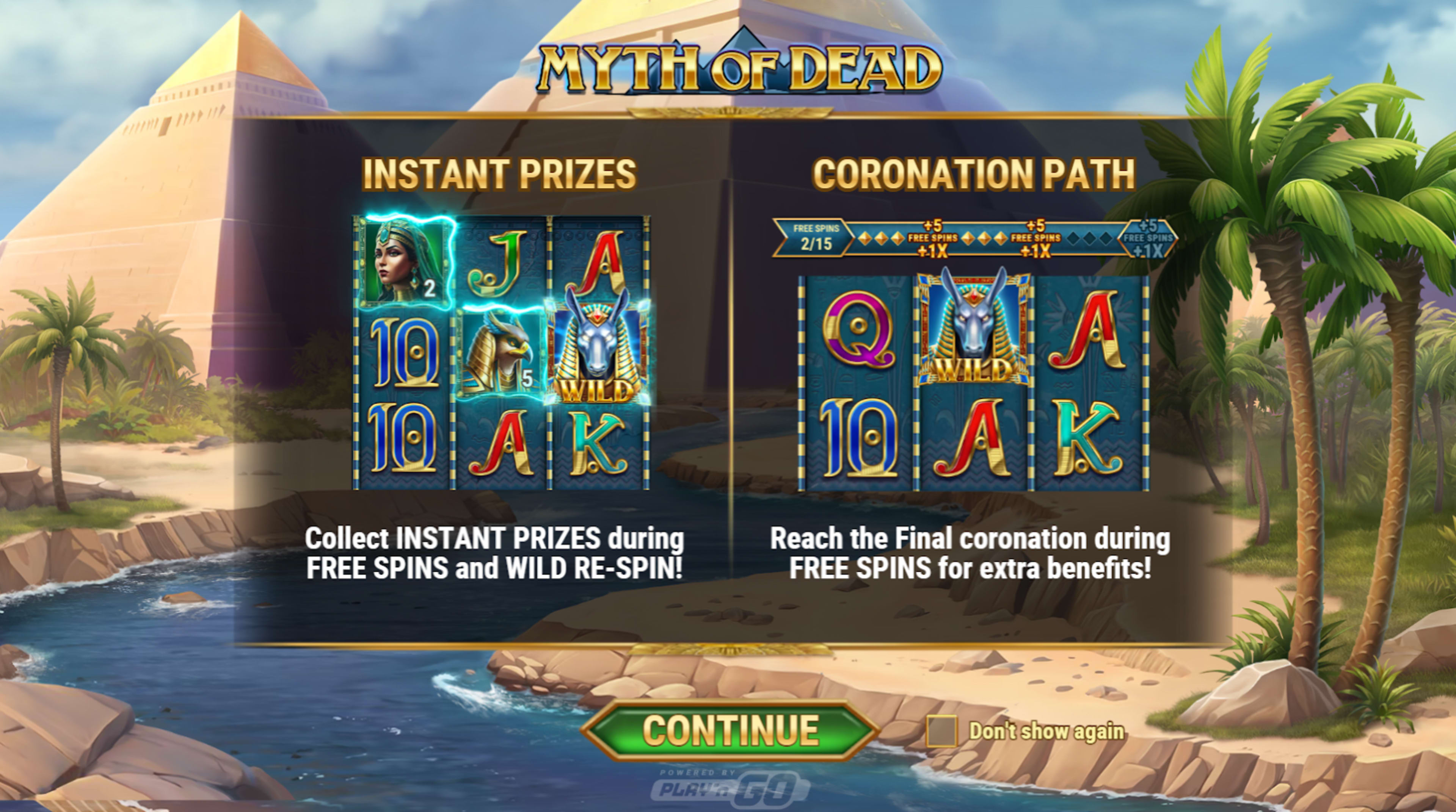 Base game layout of Myth of Dead by Play’n GO.
