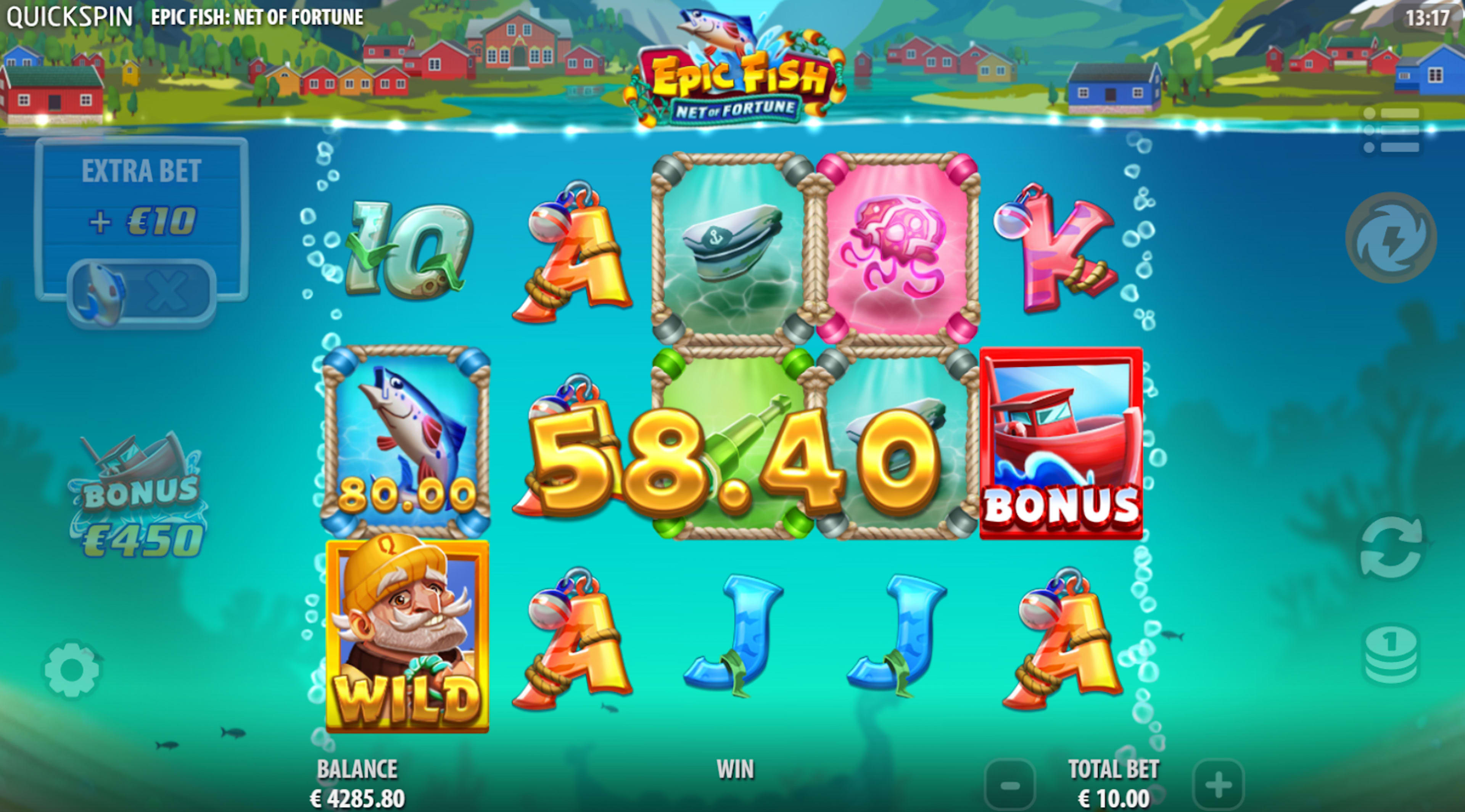 Fisherman symbol collecting Money symbols during gameplay.