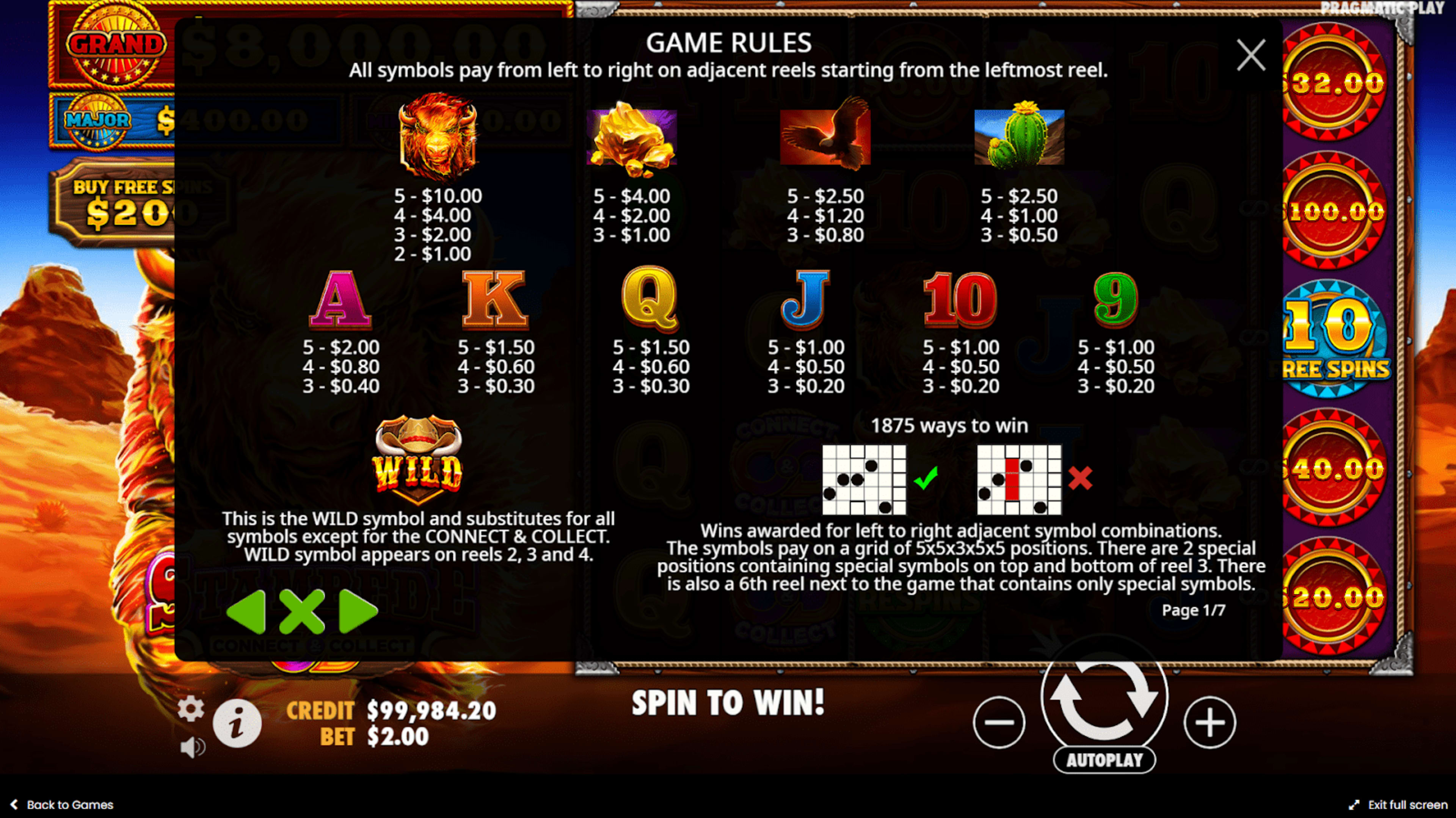 Stampede symbols and games rules.