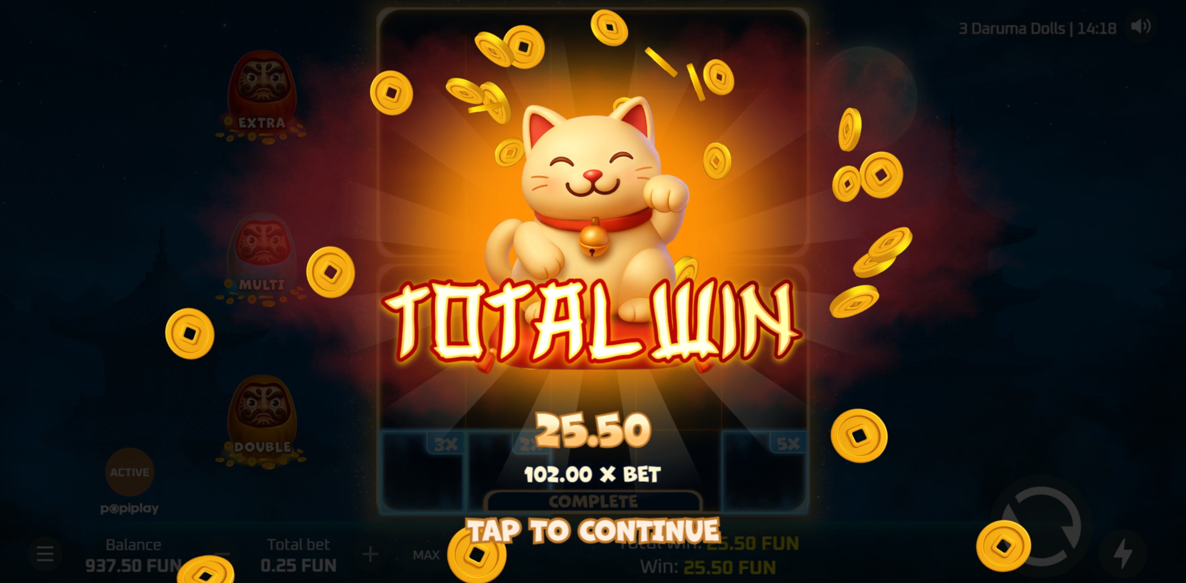 Huge wins at 3 Daruma Dolls up to 250x