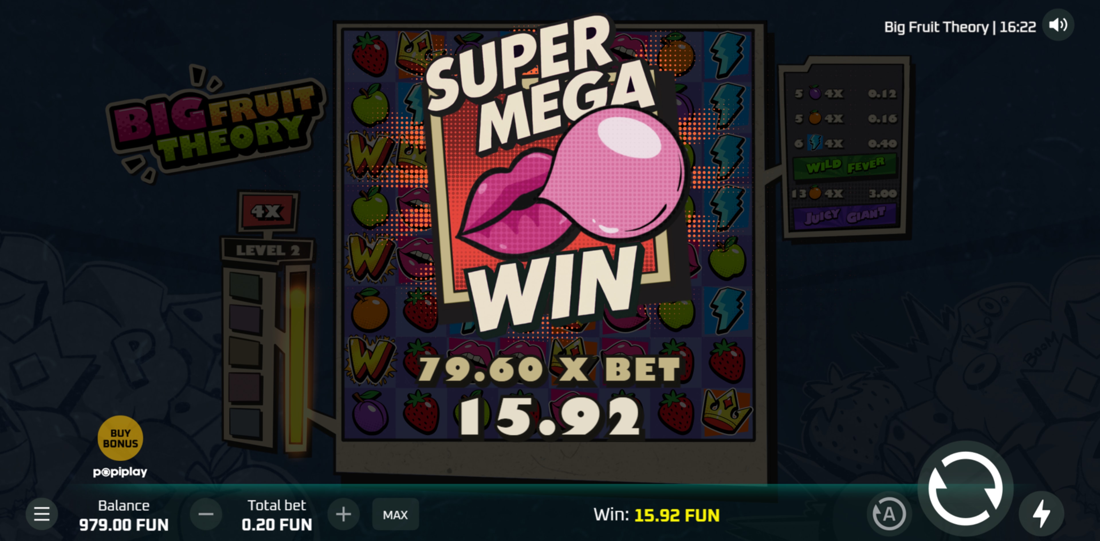 Huge Wins at Big Fruit Theory up to 10000x