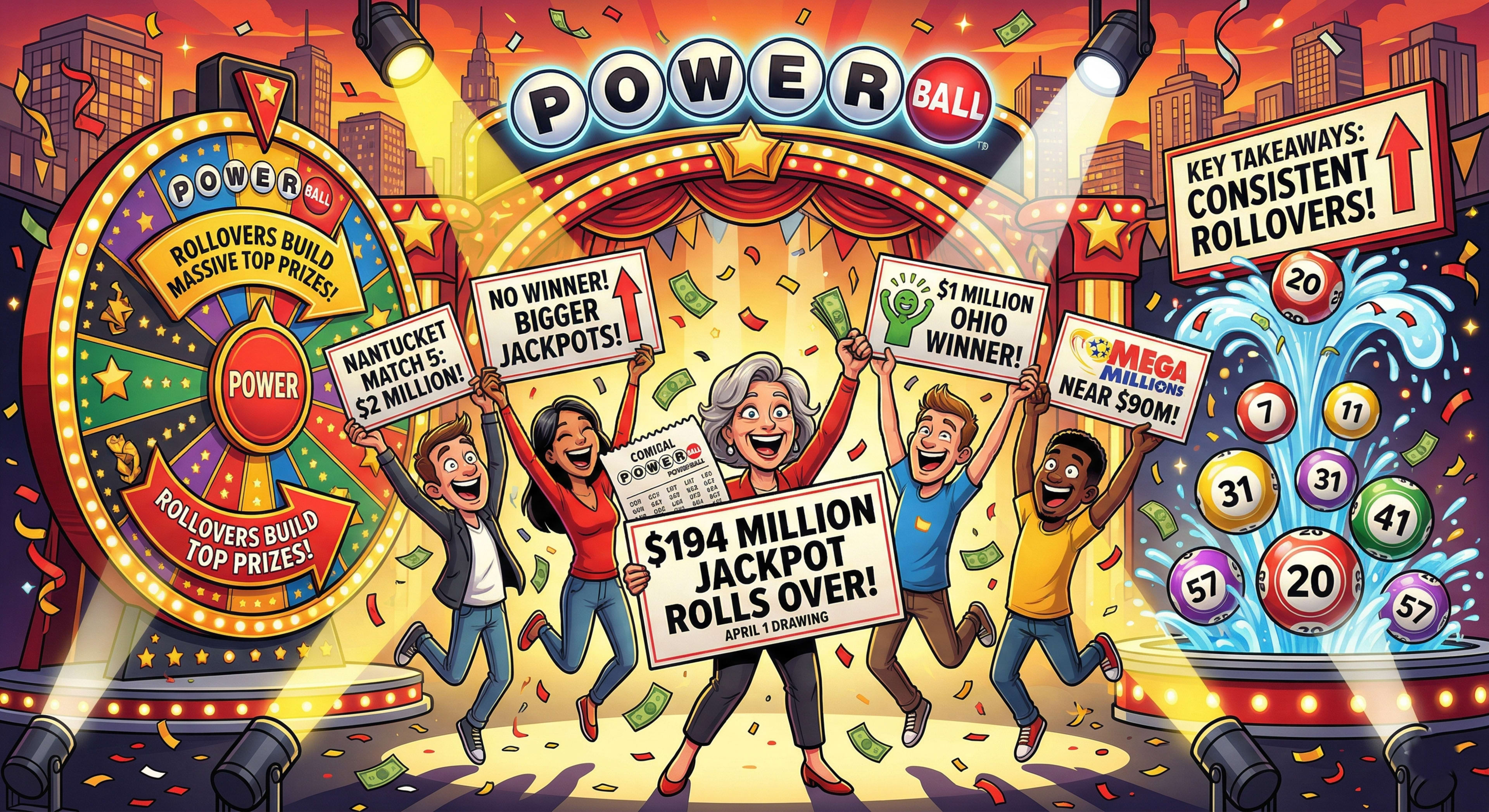 The Powerball jackpot advanced to an estimated $194 million