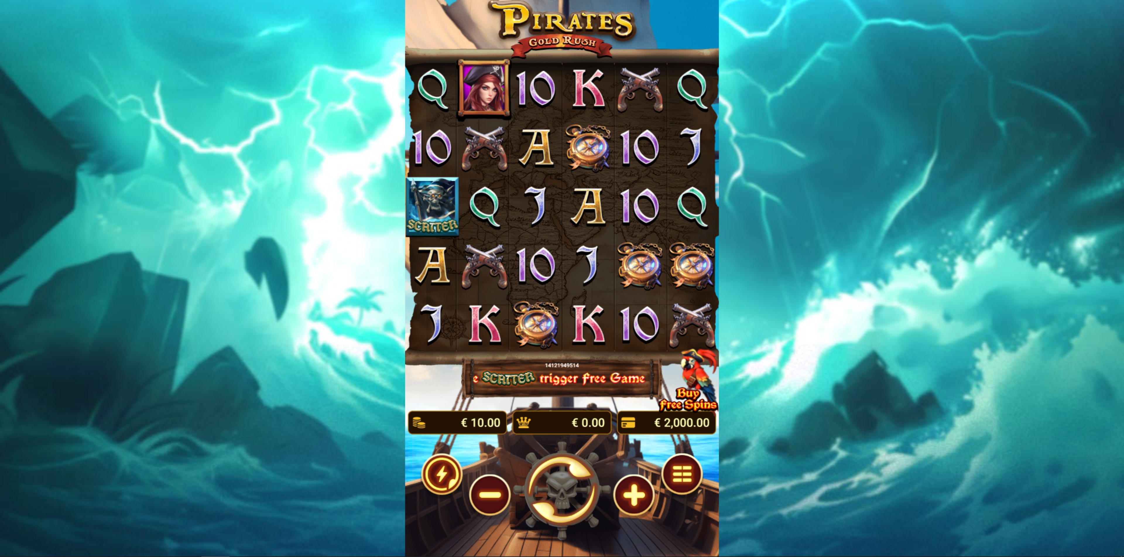 Pirates Gold Rush is a 6-reel video slot built around pirates, treasure maps, gold coins, chests, ships.