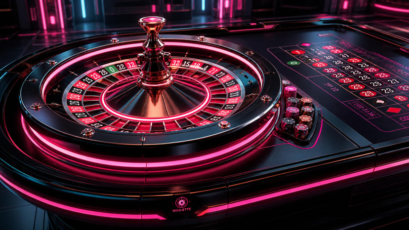 futuristic roulette table in the casino