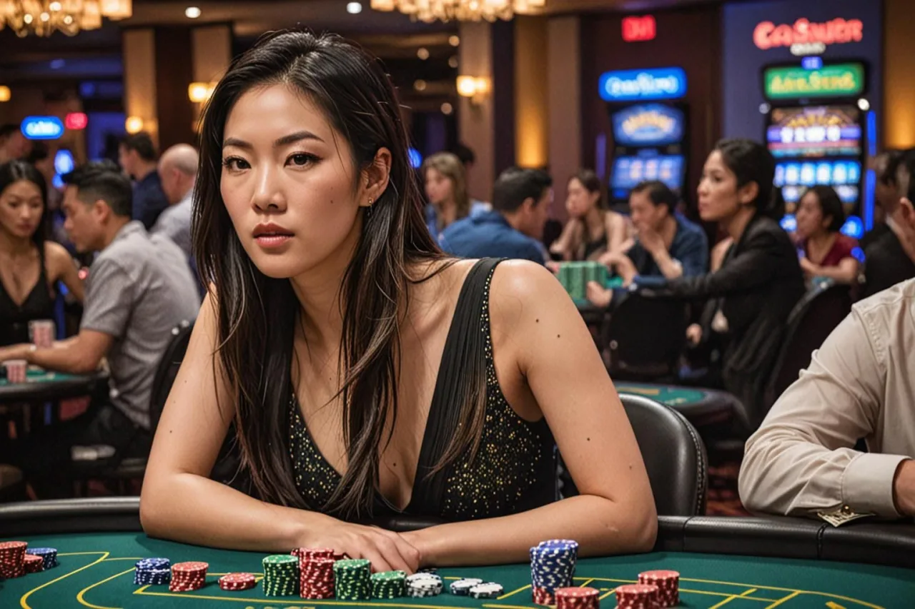 Actress Arden Cho Stacked Four Times in Five Hands on Hustler Casino Live