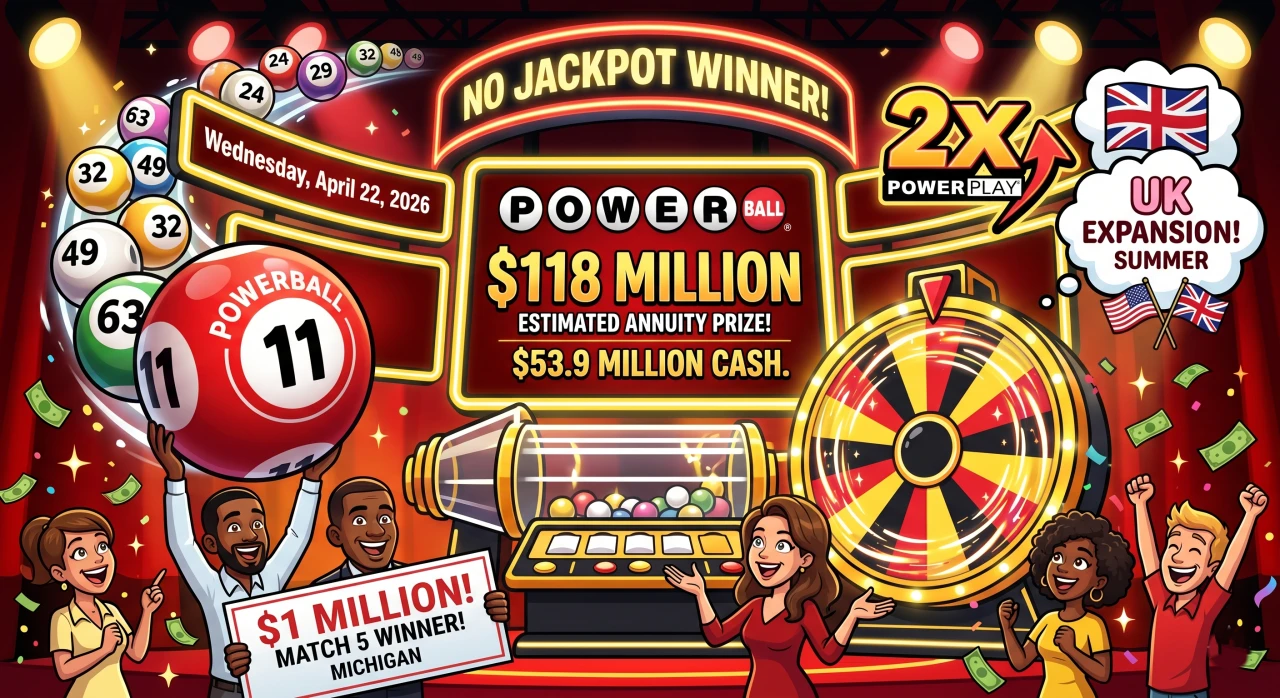 Powerball Rolls to $118 Million After April 22 Drawing