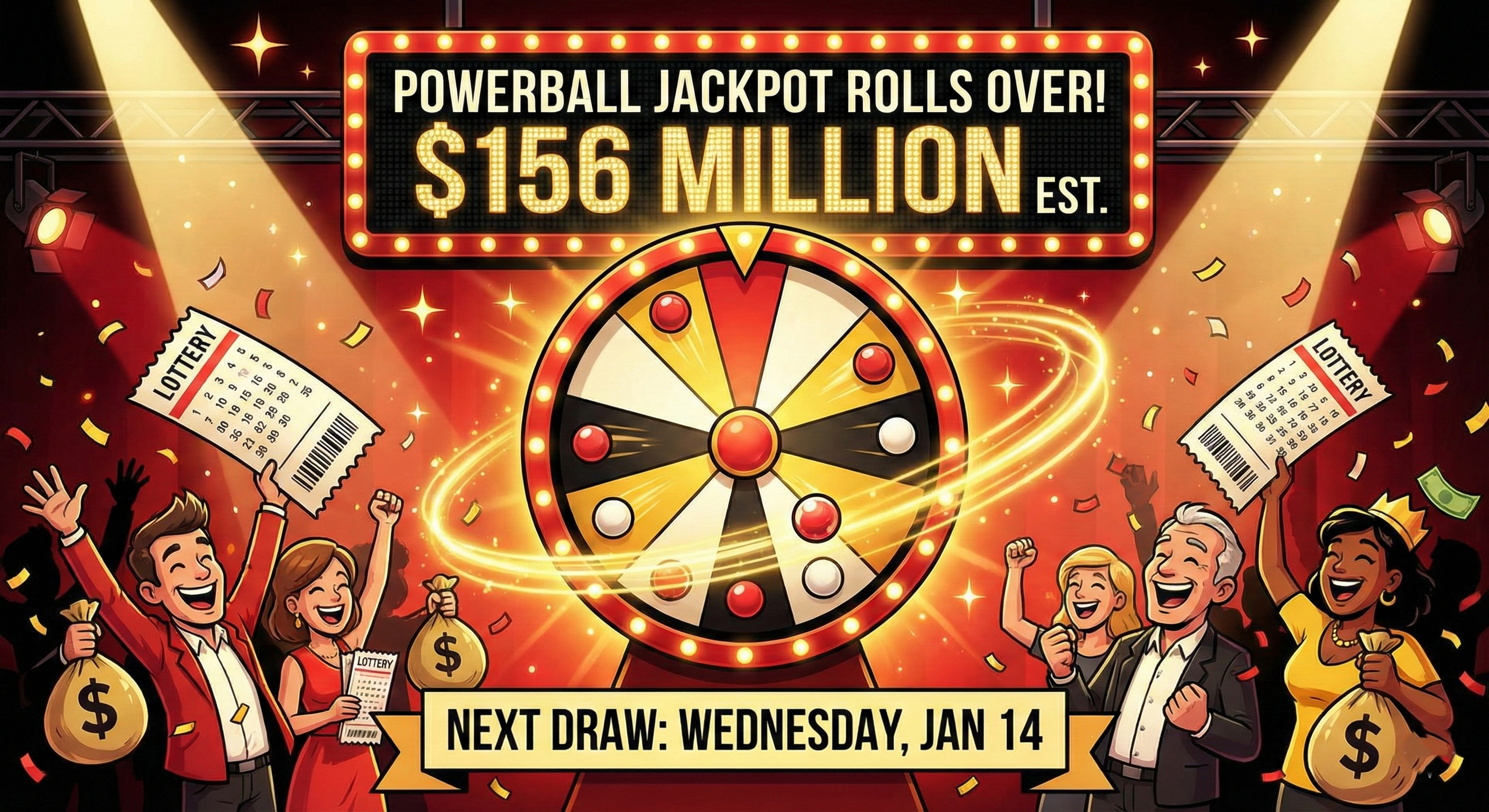 Powerball Jackpot Climbs to $156 Million After Monday Rollover