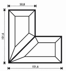 FASETT ISROSE RETT HJØRNE 10,16 cm x 10,16 cm x 5,