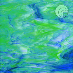 HVIT M/SKYER MØRKGRØNN/BLÅ 122x61CM