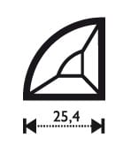 FASETT 1/4 SIRKLEL 2,54 cm