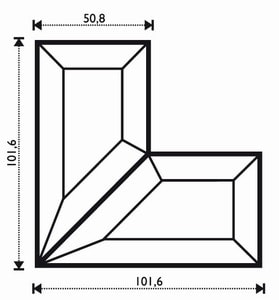 FASETT ISROSE RETT HJØRNE 10,16 cm x 10,16 cm x 5,