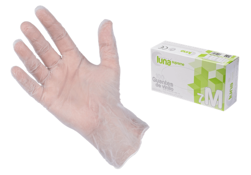 Guantes de Vinilo Natural Sin Polvo LUNA Talla M