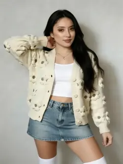 Sueter de Punto con Flores Bordadas